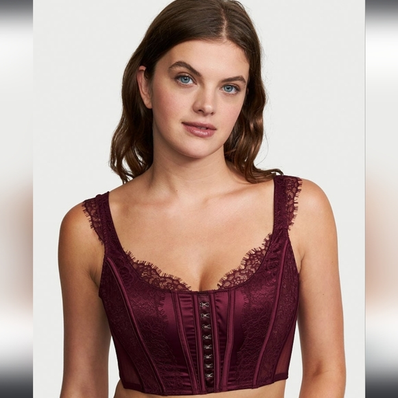 VS Burgundy front closure corset top - Picture 4 of 6